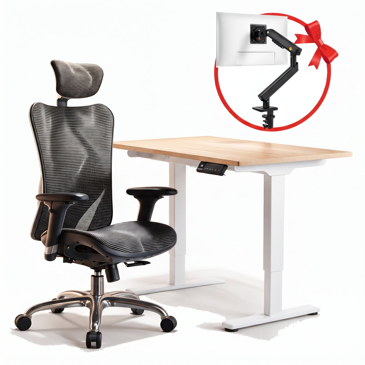 FlexiSpot E1 Pro & Sihoo M57 (Black) - Free Gift NB Smoovex A3
