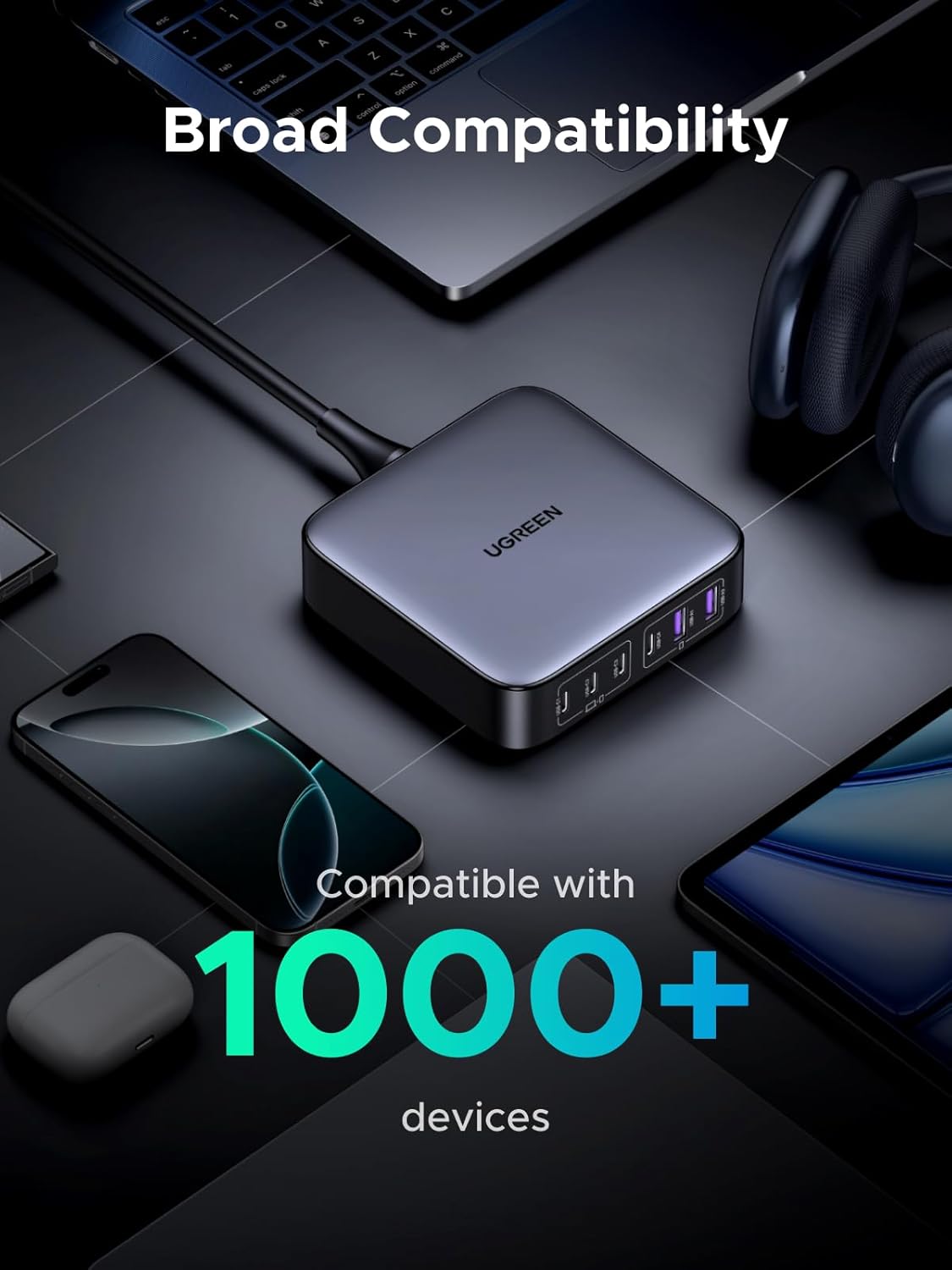 UGREEN Nexode 200W GaN — 6-Port Desktop Charger - detail view