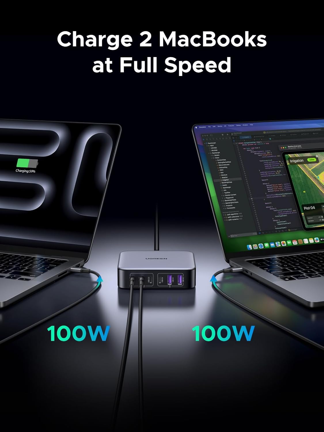 UGREEN Nexode 200W GaN — 6-Port Desktop Charger - back view