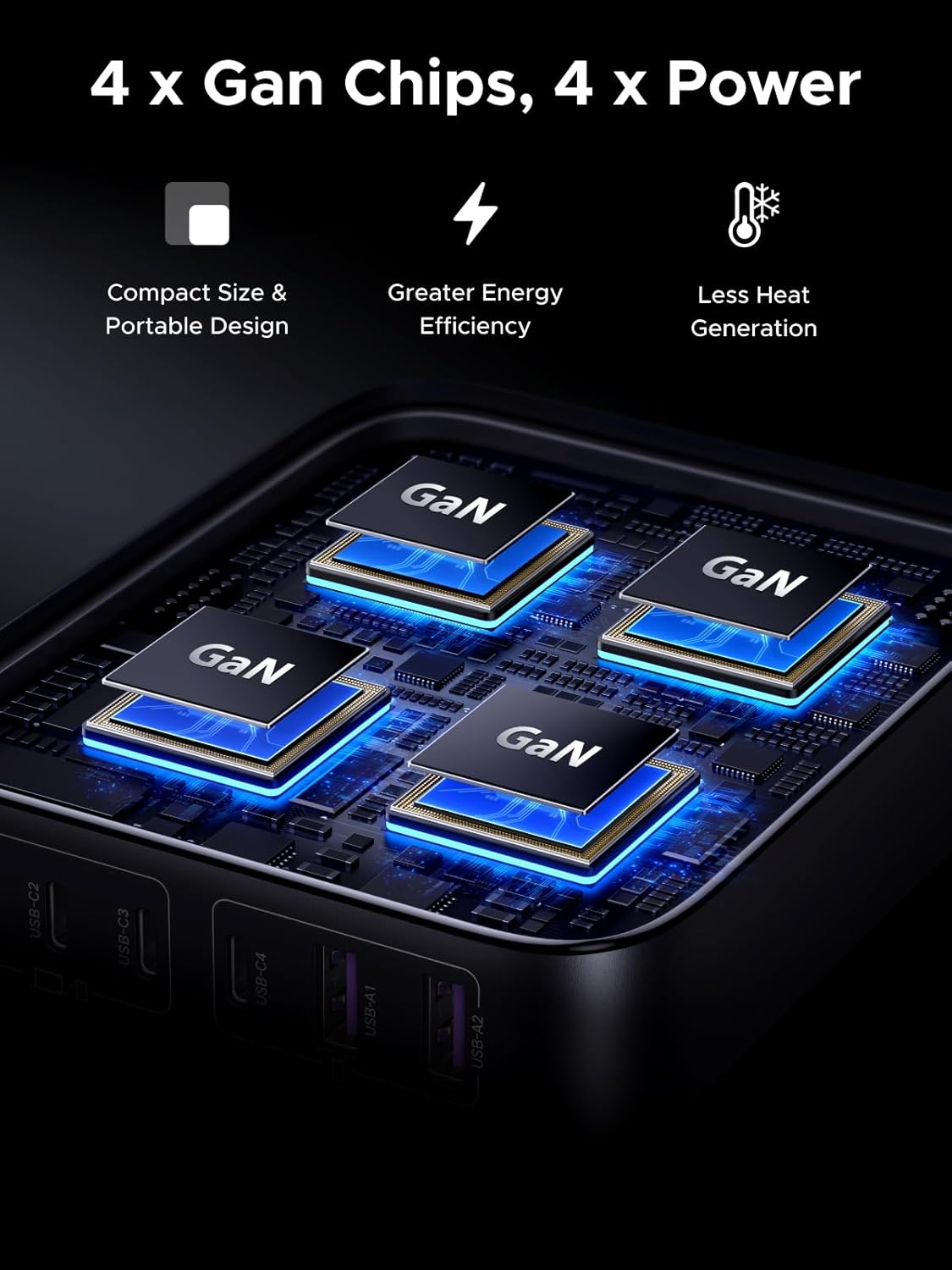 UGREEN Nexode 200W GaN — 6-Port Desktop Charger - angle view