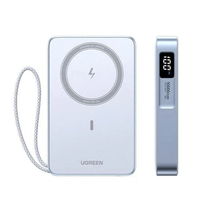  UGREEN 10000mAh 30W MagSafe პორტატიული დამტენი ჩაშენებული კაბელით