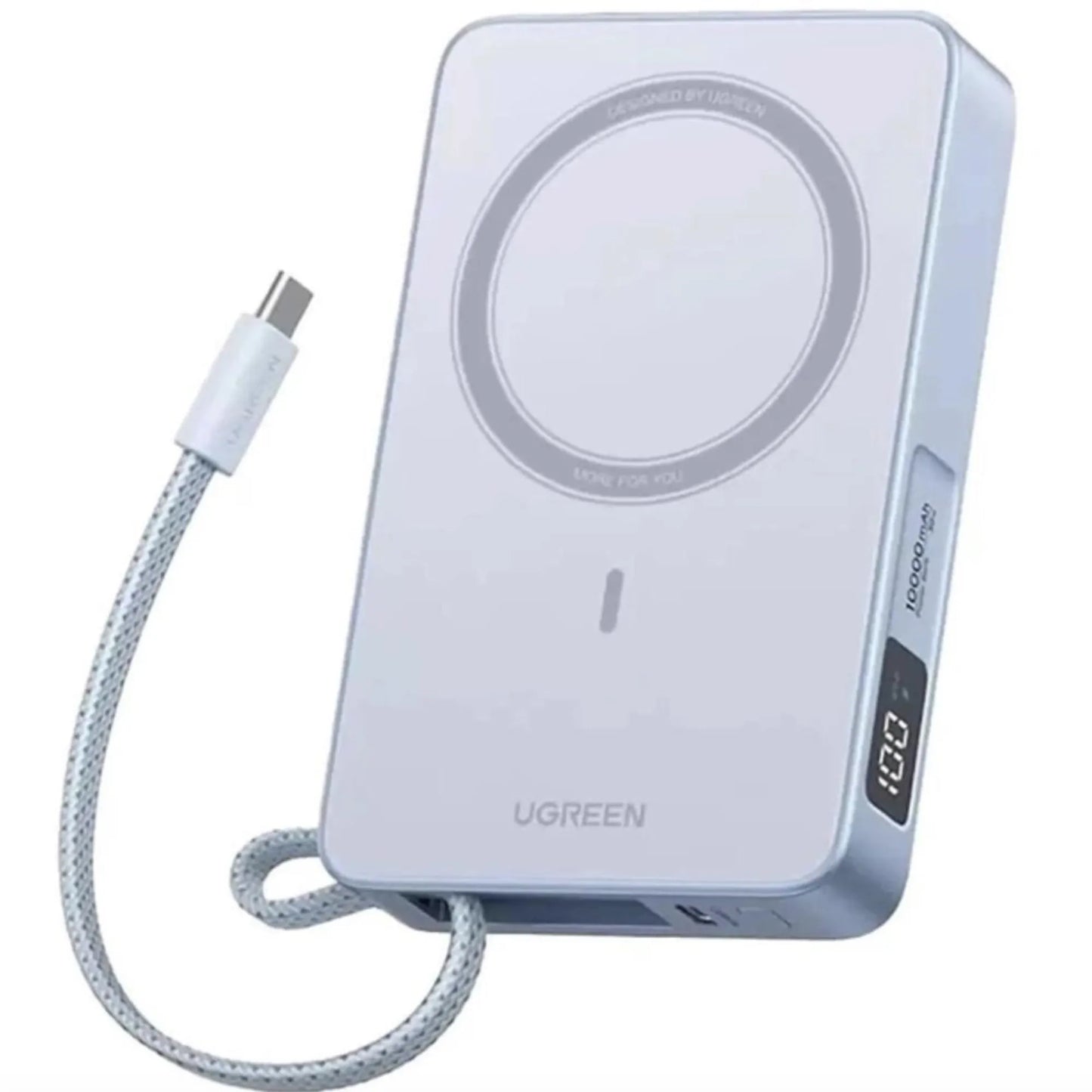  UGREEN 10000mAh 30W MagSafe პორტატიული დამტენი ჩაშენებული კაბელით