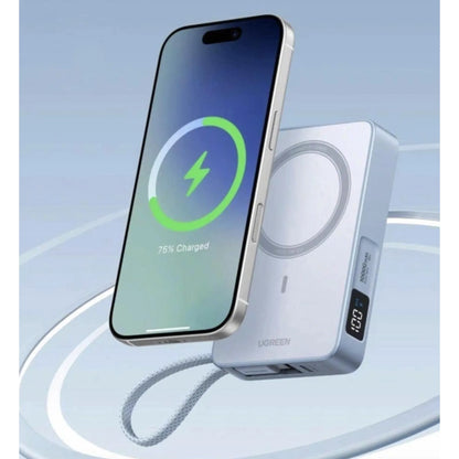  UGREEN 10000mAh 30W MagSafe პორტატიული დამტენი ჩაშენებული კაბელით