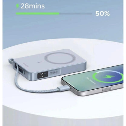  UGREEN 10000mAh 30W MagSafe პორტატიული დამტენი ჩაშენებული კაბელით