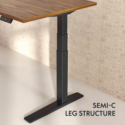 Ergonomic desk with semi-c leg structure on a neutral background