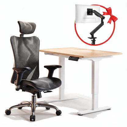 FlexiSpot E1 Pro & Sihoo M57 (Black) - Free Gift NB Smoovex A3