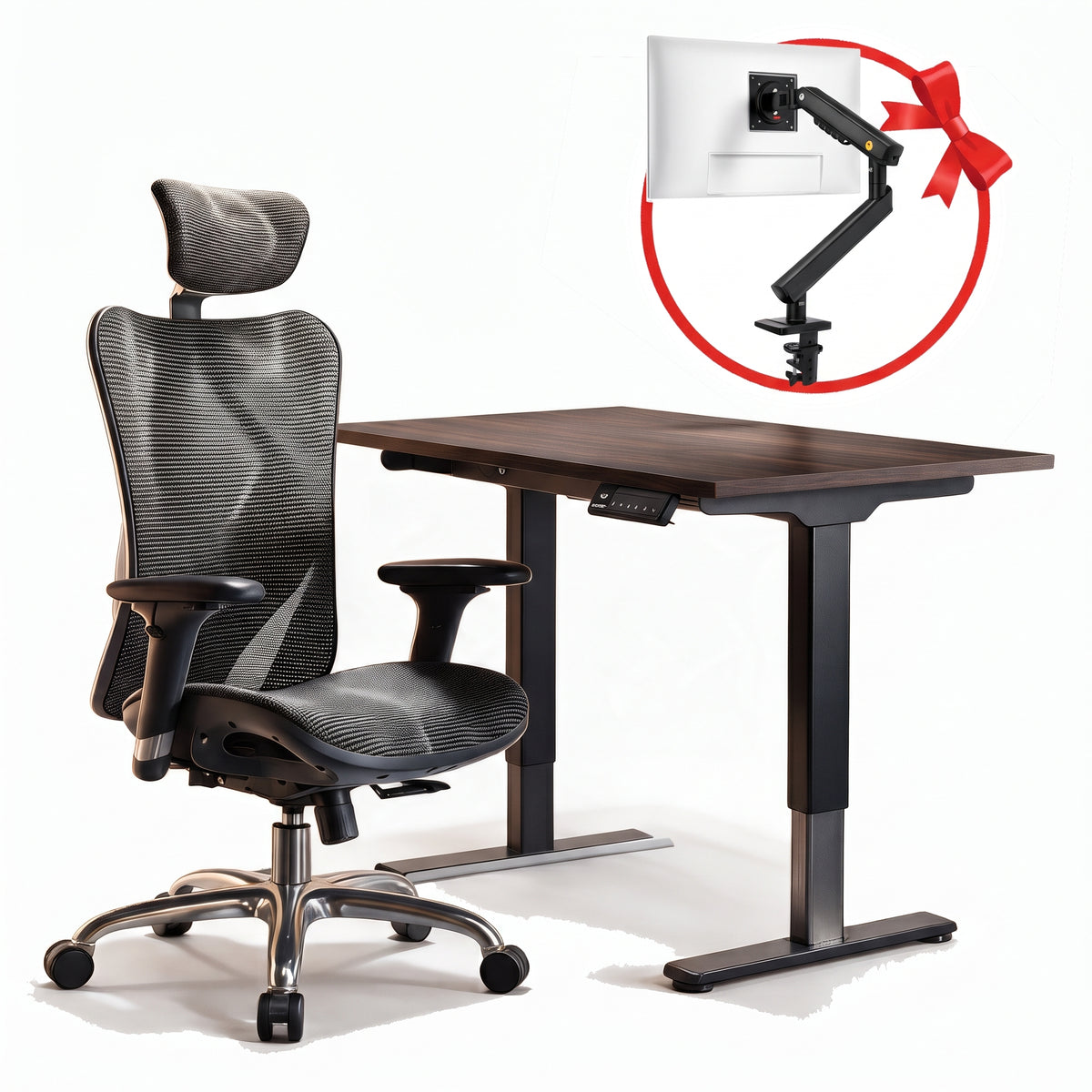 FlexiSpot E1 Pro & Sihoo M57 (Black) - Free Gift NB Smoovex A3