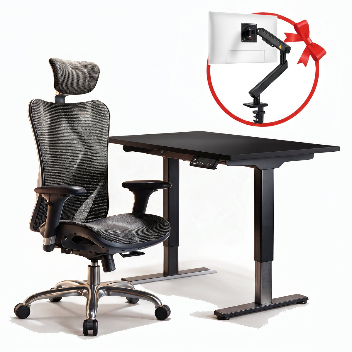 FlexiSpot E1 Pro & Sihoo M57 (Black) - Free Gift NB Smoovex A3