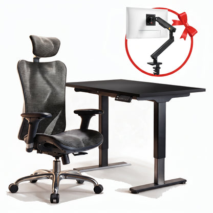 FlexiSpot E1 Pro & Sihoo M57 (Black) - Free Gift NB Smoovex A3
