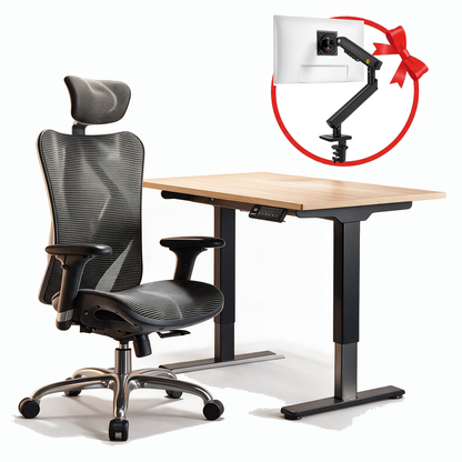 FlexiSpot E1 Pro & Sihoo M57 (Black) - Free Gift NB Smoovex A3