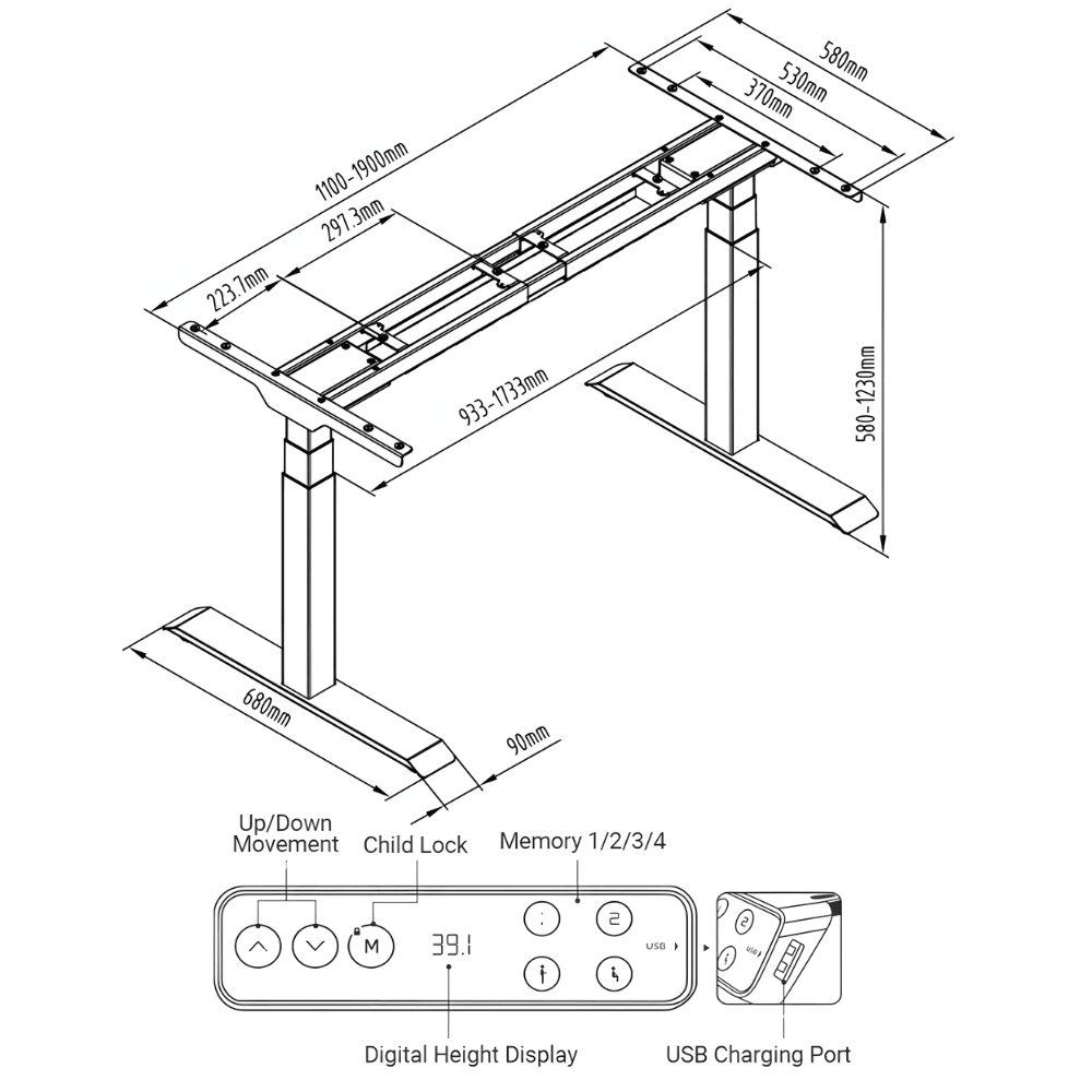FlexiSpot E7 - ორძრავიანი რეგულირებადი მაგიდა (პრემიუმ სერია)