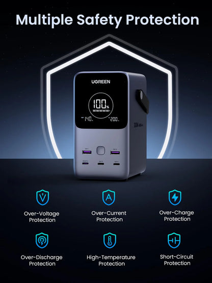 UGREEN 300W 48000mAh Power Bank with Smart Display - angle view