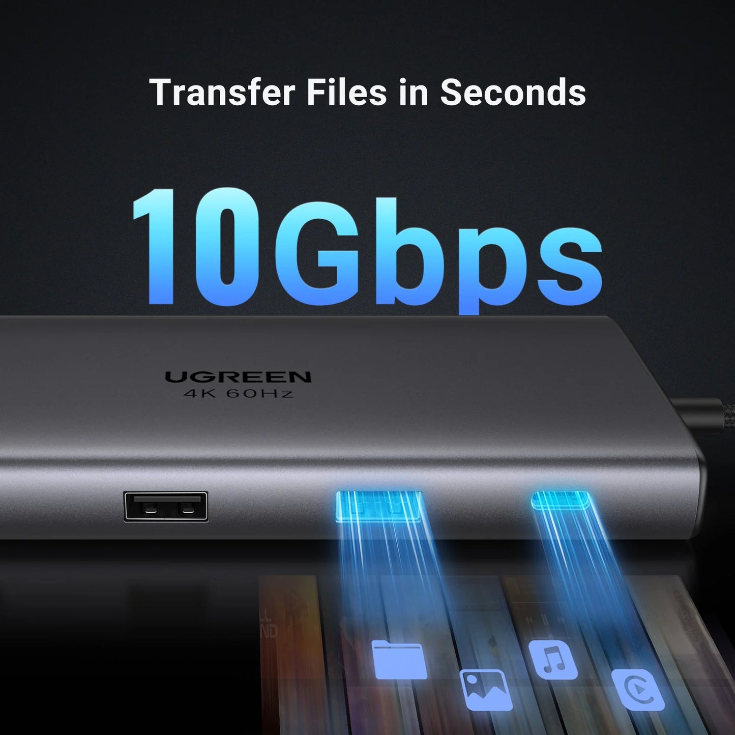 UGREEN Revodok Pro USB Hub - back view