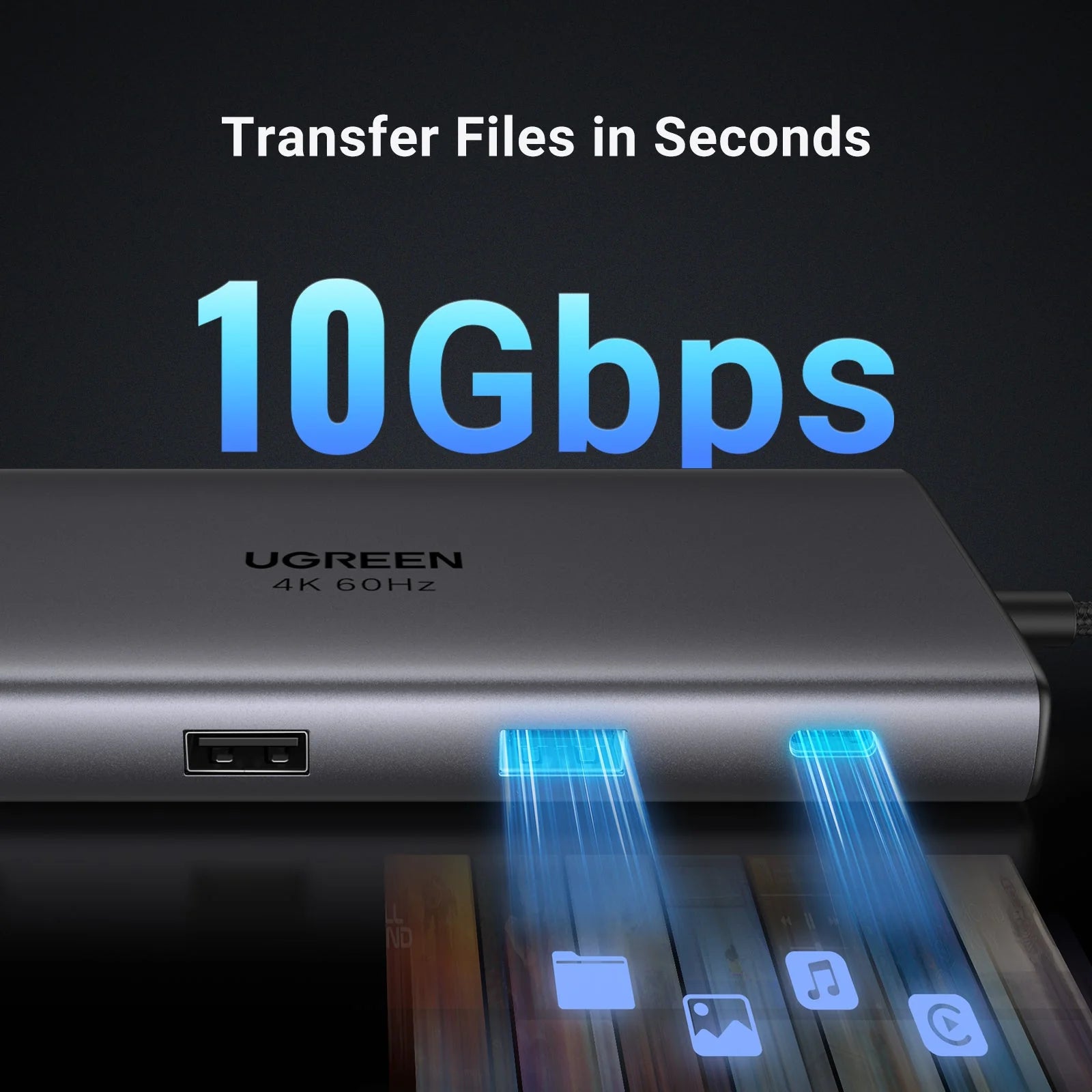 UGREEN Revodok Pro USB Hub - back view